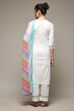 White Woven Straight Kurta Suit Set image number 4